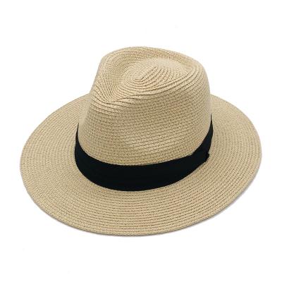 China Plush Straw Hats Men's Classic Wide Brim Panama Hat Soft Belt Buckle for sale