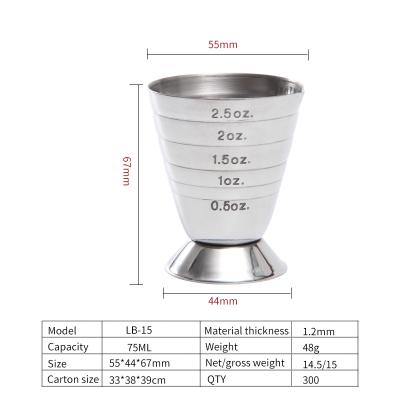 China Sustainable Metal Measuring Cup Drinks Tool w/ml/oz Shot Mixed Ounce Jigger Bar Cocktail Beaker for sale