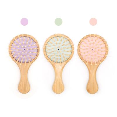 China Nondisposable OEM ODM Customized Logo Wholesale Natural 100% Biodegradable Bamboo Baby Hair Brush Set for sale