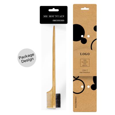 China Customized Logo Bamboo Wood Bristle Edge Control Nondisposable Nylon Hair Brush for sale