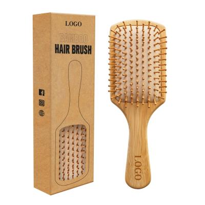 China Mr. Mountain Wholesale Wooden Hair Brushes Paddle Disposable Natural Bamboo Wooden Hair Brush Massage for sale