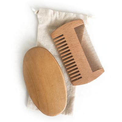 China Compact Custom 2PCS Factory OEM Boar Bristle Wood Brush Comb Set for sale