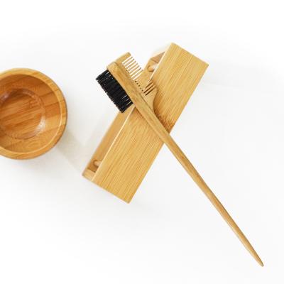 China Nondisposable Eco-friendly Bamboo Wooden Handle Boar Bristle Control Edge Brush With Private Label for sale