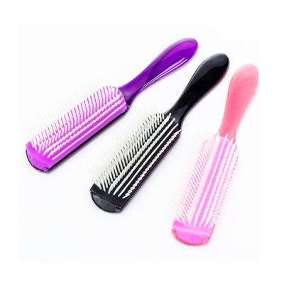 China New Arrivals Waterproof Logo Plastic Waterpoof Custom 9 Rows Denman Brush Detangle Brush For Hair for sale