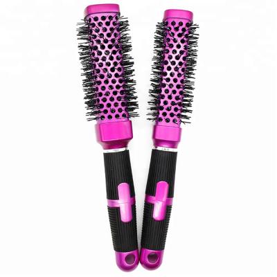 China Good Quality Foldable Styling Cute Pink Ceramic Hair Brush Round Hairbrush For Girl Drying for sale