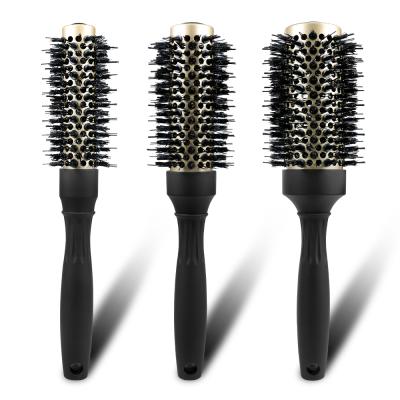 China Salon Large Round Hair Brush With Nano Ceramic Boar Bristle And Thermal Ionic Round Hair Brush 53mm for sale