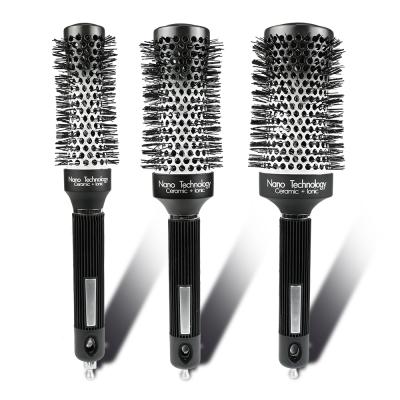 China Salon Large Nano Thermal Ceramic Ionic Round Hair Brush With Round Boar Bristle Hair Brush 43mm for sale