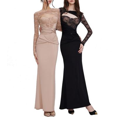 China Anti-Static Apparel Manufacturers Custom OEM/ODM Apparel Formal Long Lace Shoulder and Sheath Dress even fancy sexy vestidos formal for sale