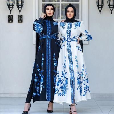 China High Quality Custom Wholesale Floral Print Islamic Casual Women's Clothing Anti-Wrinkle Focus Sketch Muslim Dress Long for sale