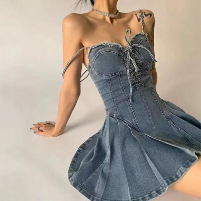 China 2023 new arrival summer sale blue dress anti-static hot cute casual trend women's sexy denim dress for sale