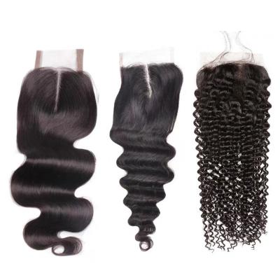 China Luxury Wholesale Brazilian Virgin Human HairBundle With Free Middle Part Cheap Body Wave Lace Closure Part Hair Closure for sale