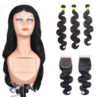 China Unprocessed Raw Virgin Brazilian Body Wave Hair Bundles, Virgin Human Hair Double Drawn Lace Frontal Wig for sale