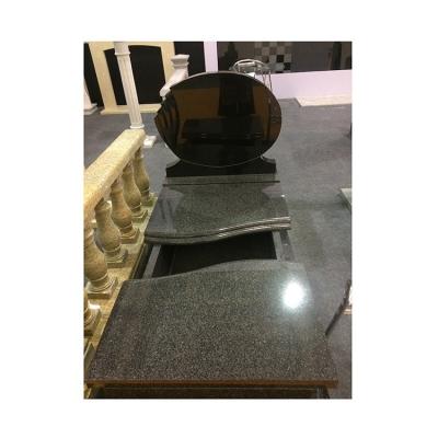 China EUROPEAN Cemetery Black Stone Headstone Heart Shape Granite Commemorative Headstone for sale