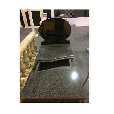 China Good Quality European Style Granite Simple Design Black Headstone for sale