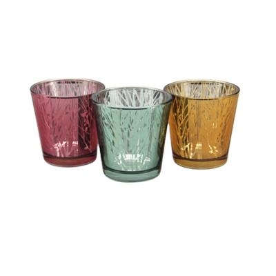 China Europe wholesale glass candle holder for home decoration gold plated with glass candle holder for sale