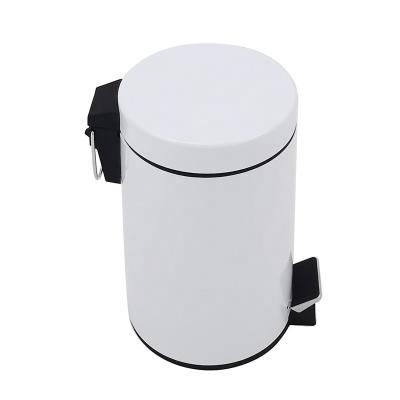 China Stainless Steel Sustainable Indoor White Circular Pedal Body Color Waste Bin With Lid Dust Bins for sale