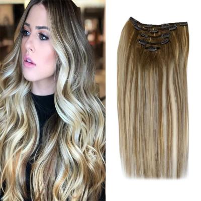 China Wholesale Price Top-grade Europen Straight Or Customized Russian Clip In Hair Extensions Seamless Virgin Clip In Hair Extensions for sale