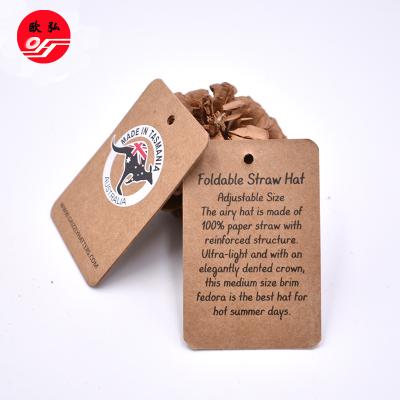 China Sustainable Custom Fashion Kraft Paper Logo Hang Tags for sale