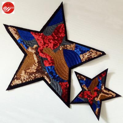 China colorful 3D star sequin embroidery badge for clothing for sale