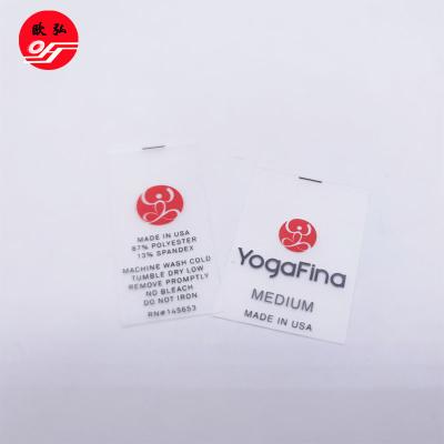 China Size Name Logo Transparent Water Proof Printed Tpu Washable Custom Clothing Care Labels, High Quality Soft Silicone Label For Garment for sale