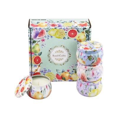 China Party Supplier Customize Tin Nature Aromatherapy Tin Can Luxury Strong Scent Candle Vegan Set Bulk Gift Box for sale