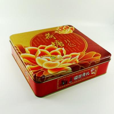 China Recyclable Candy Cookie Storage Box Custom Printed Square Food Packaging Tin Box for sale