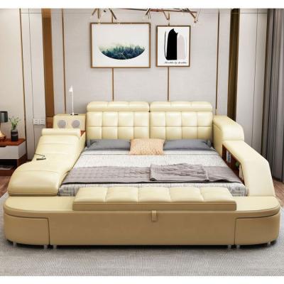 China Wholesale Expandable Leather And Fabric Sofa Bed With Power Line Adjustable Headrest Smart Bed for sale