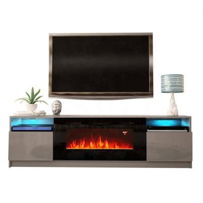 China High Gloss TV Cabinet With Wall Mounted Fireplace TV Cabinet 2022 New Style High Gloss Led Modern Electric Cabinet TV Unit TV for sale