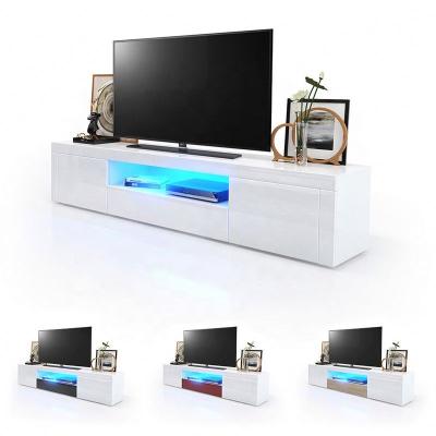 China (Others) Adjustable Home Furniture Modern TV Stand UV High Gloss TV Cabinet TV Unit with LED Light for Living Room for sale