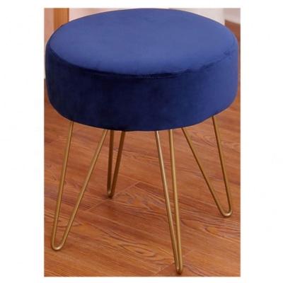 China Low Stool Stool Round Low Legs Blue Modern Living Room Stool Metal Ottoman Stool Round Blue Modern Metal Legs Living Room Stool for sale