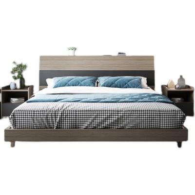 China Modern Nordic Light Luxury Double Panel Bed Frame Bed Frame Master Bedroom Single Economy Economic Bed for sale