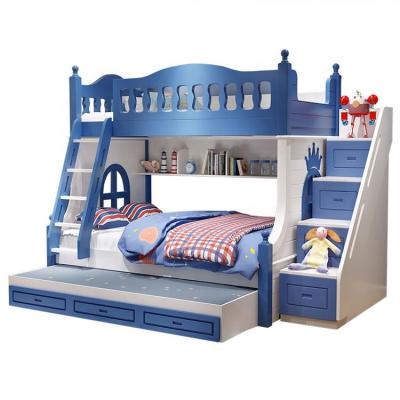 China Loft Bed Kids Bedroom Durable Wood Bunk Bed For Kids Wooden Bunk Bed With Slide And Stairs for sale