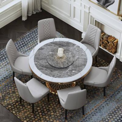 China Smooth Outdoor Modern Luxury Classic Furniture Marble Top Round Dining Table For Resonant Room Cabination 6 Seaters for sale