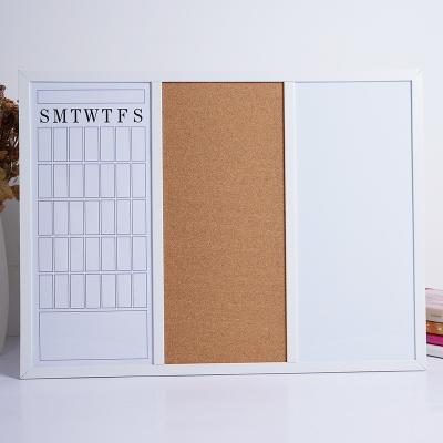 China Large Magnetic Dry Erase Board Easy School Supplies Weekly Planner Printed 3in1 Cork Whiteboard Combo for sale