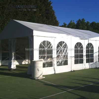 China 6061/T6 Aluminum Popular Outdoor Business PVC Construction Large Industrial Open Storage Building Tent zu verkaufen