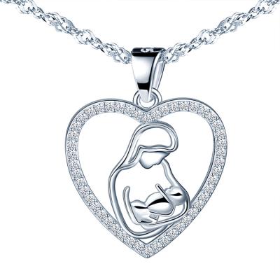 China FASHIONABLE 925 Sterling Silver Mom Necklaces Mother's Heart Necklace Gift for sale