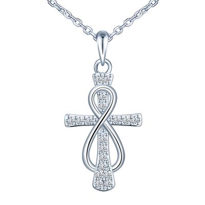 China Religious CZ 925 Sterling Silver Necklaces Cross Necklace for Women Lady for sale