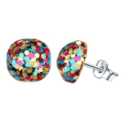 China Multi Color Stud Earring Resin Stud Nickel Free 925 Sterling Silver Pin Stud Earrings for sale