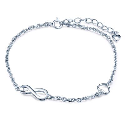 China Simple Fashion Light Romantic Infinity 925 Silver Bangle Bracelet For Women for sale