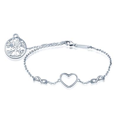 China Romantic Drop Shipping Tree of Life Charm Heart Bracelets 925 Silver Bangle for sale