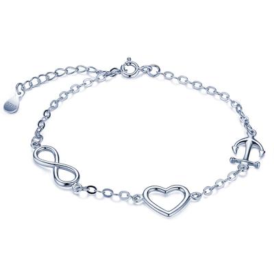 China Moq 1pc High Quality Romantic Silver Bangle 925 Sterling Silver Charm Bracelet for sale