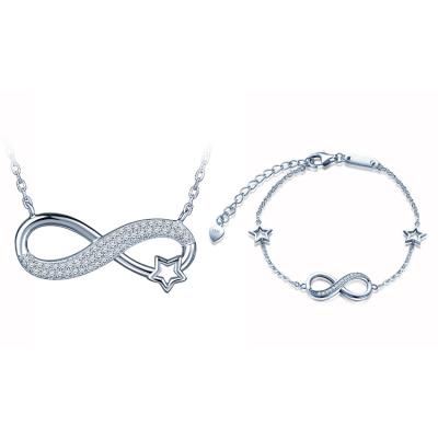 China Silver Star Infinity Bracelets Necklaces 925 Jewelry Sets Christmas Silver Jewelry for sale