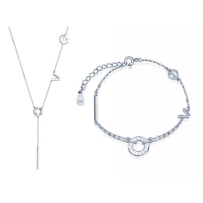 China Nickel Free 925 Starling Silver Jewelery Fashion Y Necklace Bracelet Sets for sale