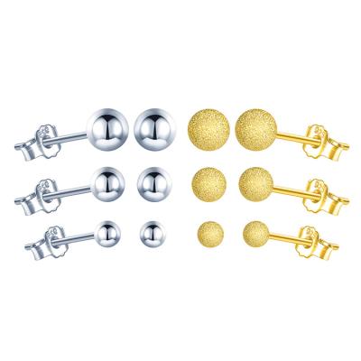 China Wholesale Solid Nickel Free 925 Sterling Silver Ball Studs Earring For Women Set for sale