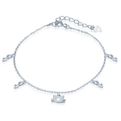 China FASHIONABLE Symbol Silvery Cute Male Charm Anklet Cat 925 Dangling Anklet For Ladies for sale