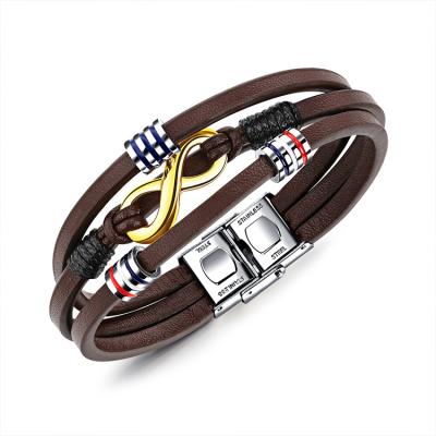 China Mens Charm Infinity Leather Bracelet Casual / Sporty Jewelry Wholesale Luxury Bracelet for sale