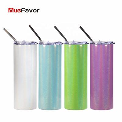 China Viable Hot Selling Amazon Sublimation Tumbler 20 Ounce Straight With Twinkle Straw Lid Vacuum Insulated Lean Double Wall Tumbler for sale