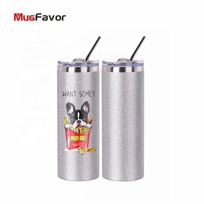 China Viable Silver Sublimation Masks Tumbler Custom Logo Double Wall Skinny Vacuum Insulated Sublimation Tumbler Blanks MSS20TG-S for sale