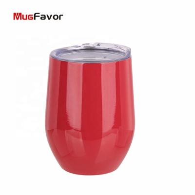 China Viable MugFavor Personalized Water Mug Red12oz Coffee Mug Stainless Steel Double Wall Stemless Wine Tumblers Sublimation WineC12 for sale