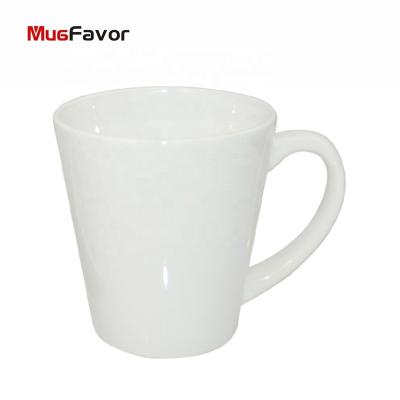 China MugFavor Viable Sublimation 12 oz Photo Cone Shape Latte Coffee Mug Gift Custom Printed White Ceramic Coffee Mug MW12 for sale